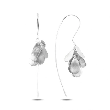 

KUTAYDAN Dangle Drop Matte Textured Earrings 925 Sterling Silver