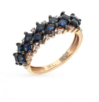

Gold ring with sapphires and diamonds sunlight sample 585