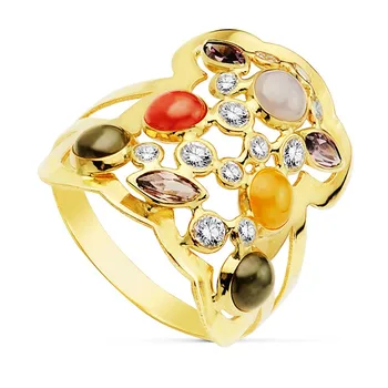 

18k solid gold ring Bear 3mm. Stones color zircons [AB2321]