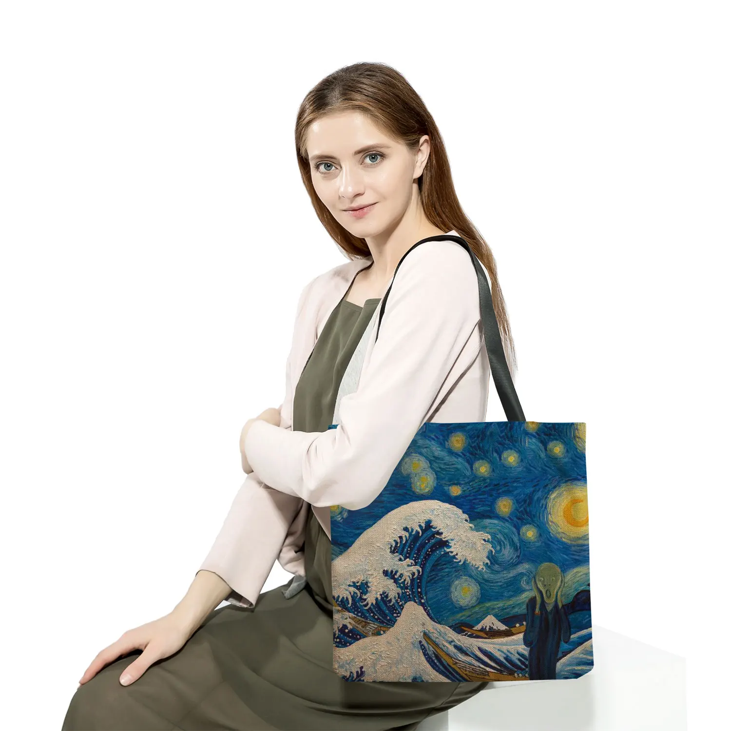 New Van Gogh Oil Painting Retro Tote Bag Retro Art Fashion Travel Bag Women Leisure Eco Shopping High Quality Foldable Handbag