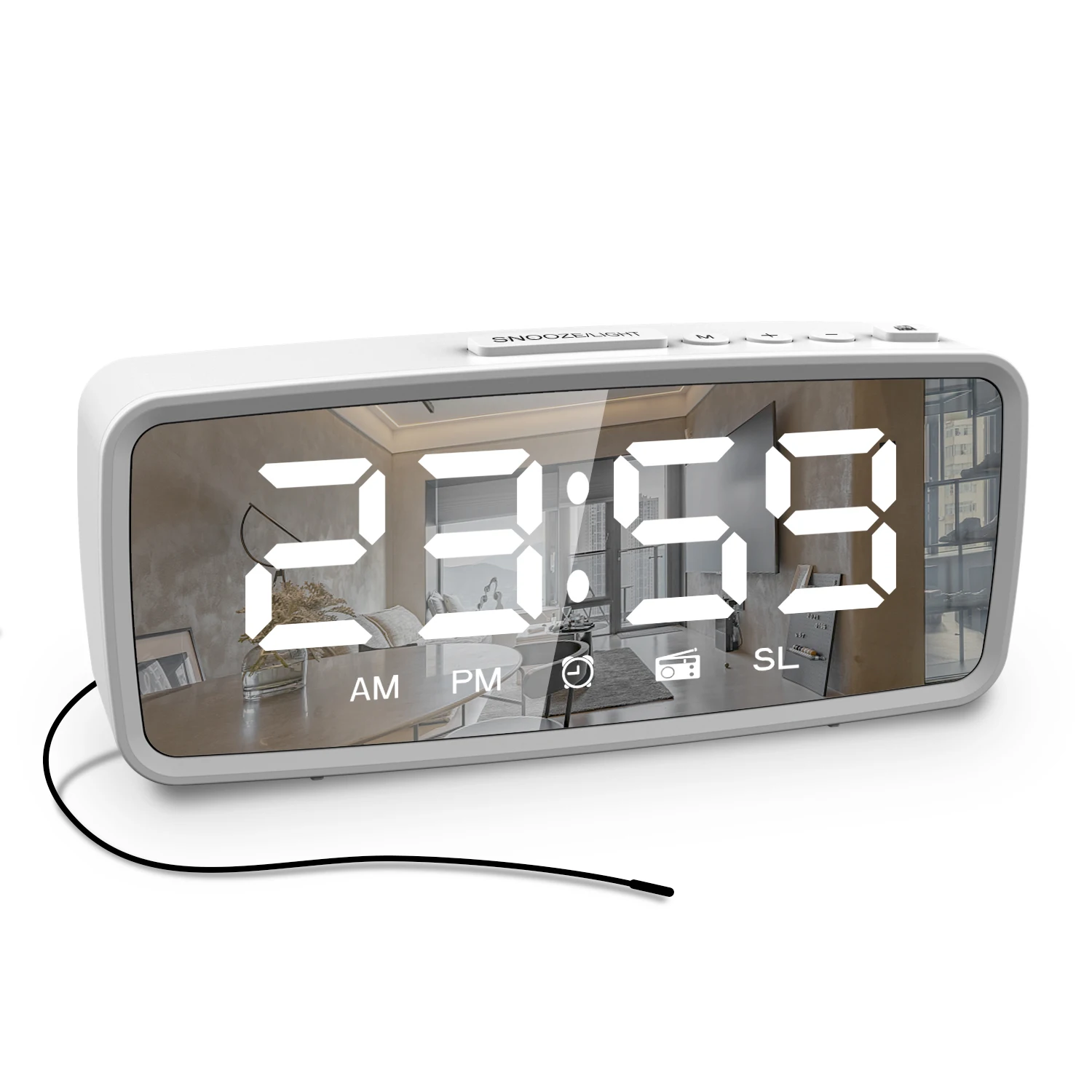 FMRadioLEDDigitalSmartAlarmClockWatchTableElectronicMirror
