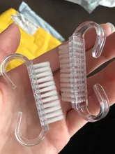 Cepillo de limpieza de uñas para manicura, cepillo de limpieza de uñas para cuidado del polvo, suave, rosa, para pedicura, portátil