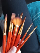 10 Uds pinceles pintura Set cabello de Nylon pintura cepillo corto de pinceles para óleo y acrílico acuarela pluma materiales de arte profesional
