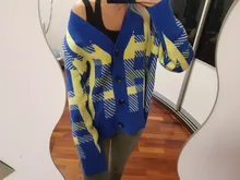 Sweaters Cardigans Checkered Plaid Colorfaith Korean Fashionable Women's Knitwears Buttons