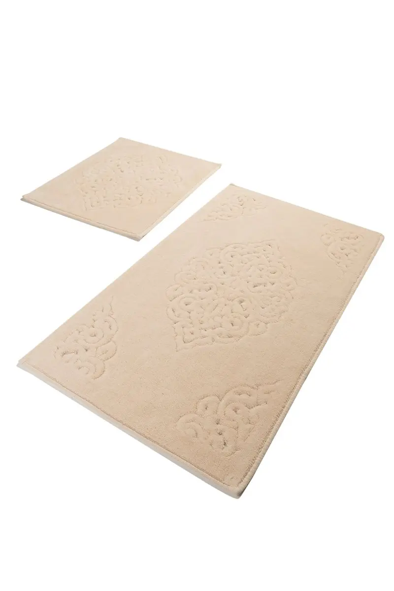 Коврики для ванной нескользящие Противоскользящие коврики Нескользящие противоскользящие османские хлопковые бежевые 2'Li набор 60X100 см-50X60 см