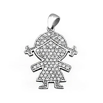 

Pendant 925 Sterling silver m Girl 21mm. Microengaste zircons woman wide 15mm.