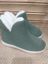 ASILETO-Zapatillas de casa de felpa para mujer, zapatos altos de interior, zapatillas planas de talla grande 45, para invierno