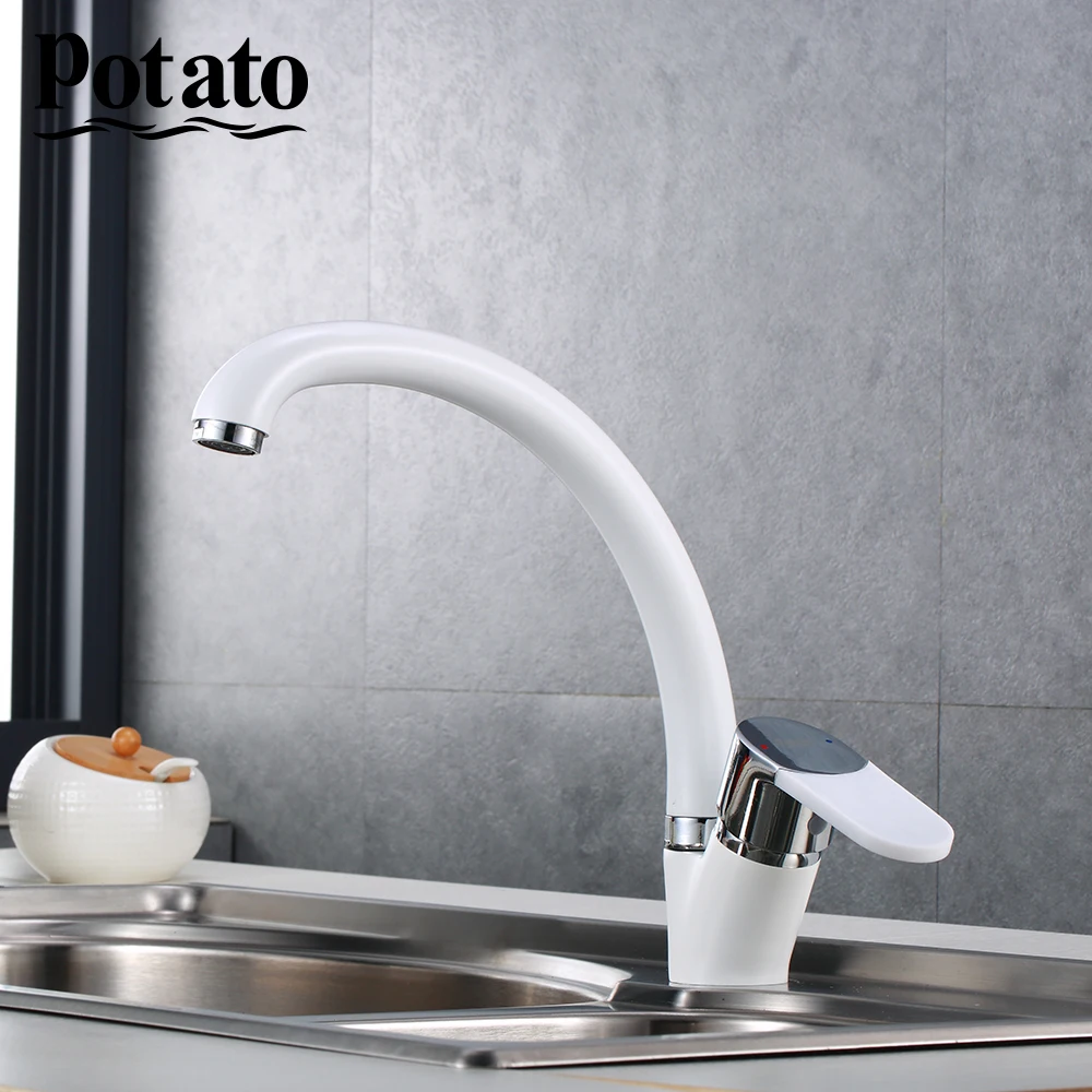 

Potato Kitchen Faucets Hot And Cold and Water Faucets Basin Sink Tap Mixer colorful Beige faucet handle Kitchen Faucet p58223-