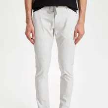 Дефакто Брендовые мужские льняные штаны Прямые повседневные мужские брюки с завязками классические модные свободные штаны для мужчин-K2709AZ19SM