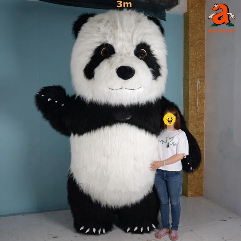 3m Huge Inflatable Fur Panda Mascot Costume Full Body Wearable Walking