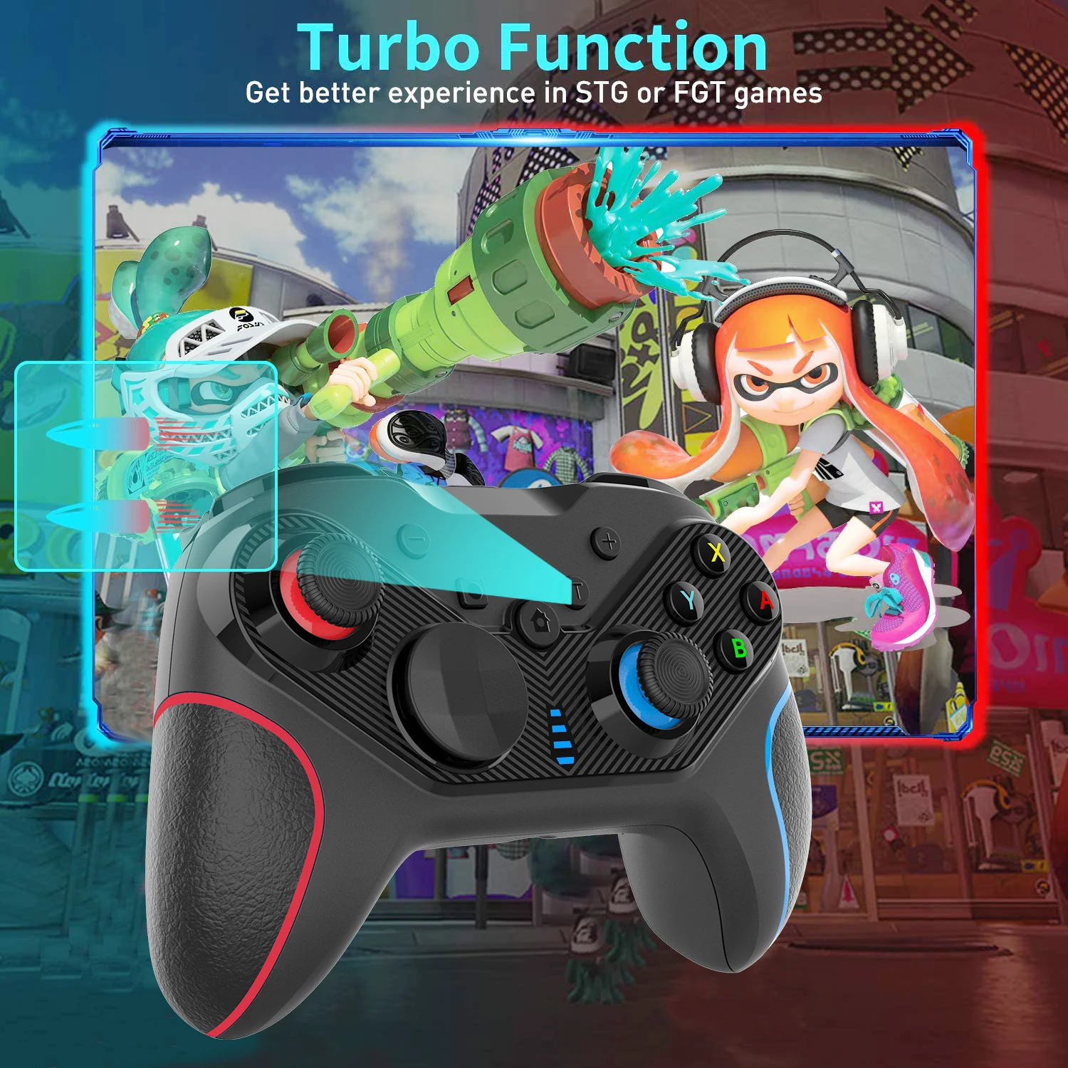 Controller Switch Wireless Pro Controller per NS Steam iOS Gamepad remoto con joystick Vibrazione turbo regolabile Ergonomico Non_voghion.com