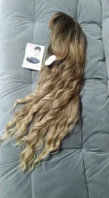 OneNonly-Peluca de cabello sintético largo degradado para mujer, pelo Natural resistente al calor, ondulado y suelto con flequillo, color marrón y Rubio, para Cosplay