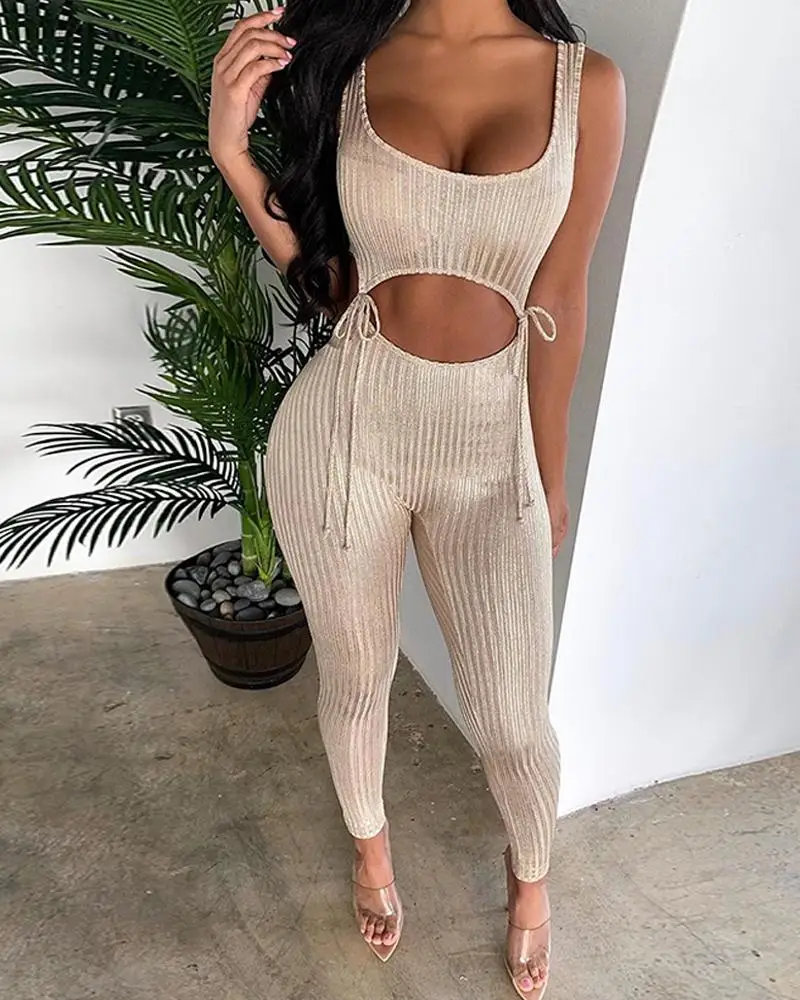 

2020 Women Low Cut Ribbed Crop Top & Pants Solid Champagne Skinny Sleeveless Crop Top Sexy Clubwear Fashion Elegant Summer