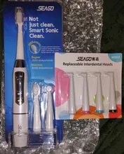 Electric Toothbrush Sonic SEAGO 3-Replacement-Brush Waterproof Adult with Heads Smart-Time