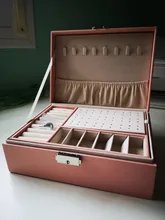 Caja de cuero para joyería de doble capa, caja de almacenamiento de ornamento para pendientes y pendientes, joyero grande multifunción, novedad