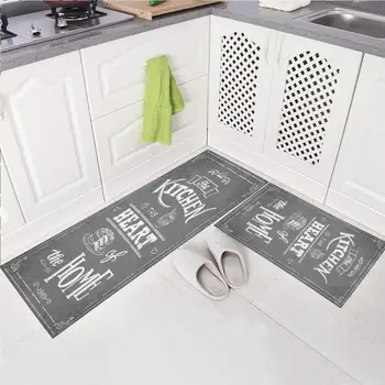 

Kitchen Rugs Set 2 Piece Machine Washable Non-Slip Kitchen Mats and Rugs Runner Set Rubber Backing Indoor Outdoor Entry Floor