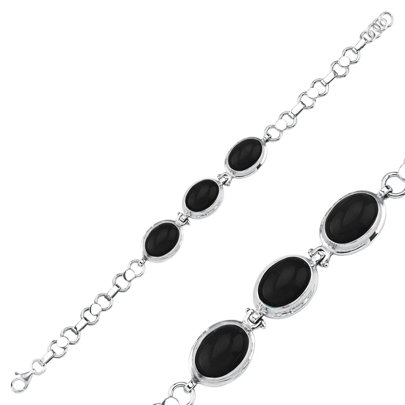 

Silver 925 Sterling Onyx Stone Handwork Bracelet