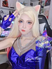 L-Email Wig Blonde Ahri Cosplay Synthetic-Hair KDA Baddest Heat-Resistant with LOL Ears