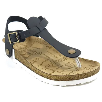 

SOULMATE SANDALS CHER Interchangeable Woman Toe Thong Genuine Leather Flip Flop BLACK Casual Party Beach Ladys Flat Sandals