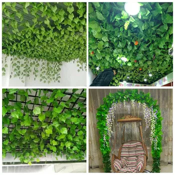 

5pcs 230cm Artificial plants Creeper green leaf Ivy vine For Home Wedding Decora wholesale Hanging Garland Artificial Flowers