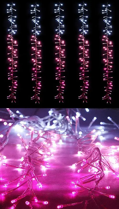 Светодиодная бахрома БЕГУЩИЙ ОГОНЬ (Cluster lights) 320 холодных