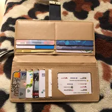 Cartera larga de piel sintética para mujer, bolso dorado con hojas ahuecadas, monedero, tarjetero