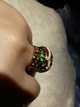 Joyería de estilo Retro dorado para mujer, anillo pintado a mano con aceite, joyería