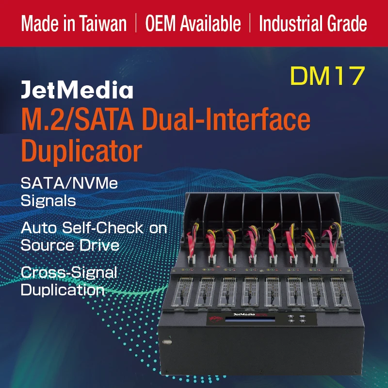 JetMedia DM17 1to7 M.2 NVMe SATA SSD Дубликатор duplo и Dual-Интерфейс жесткий диск копировальной