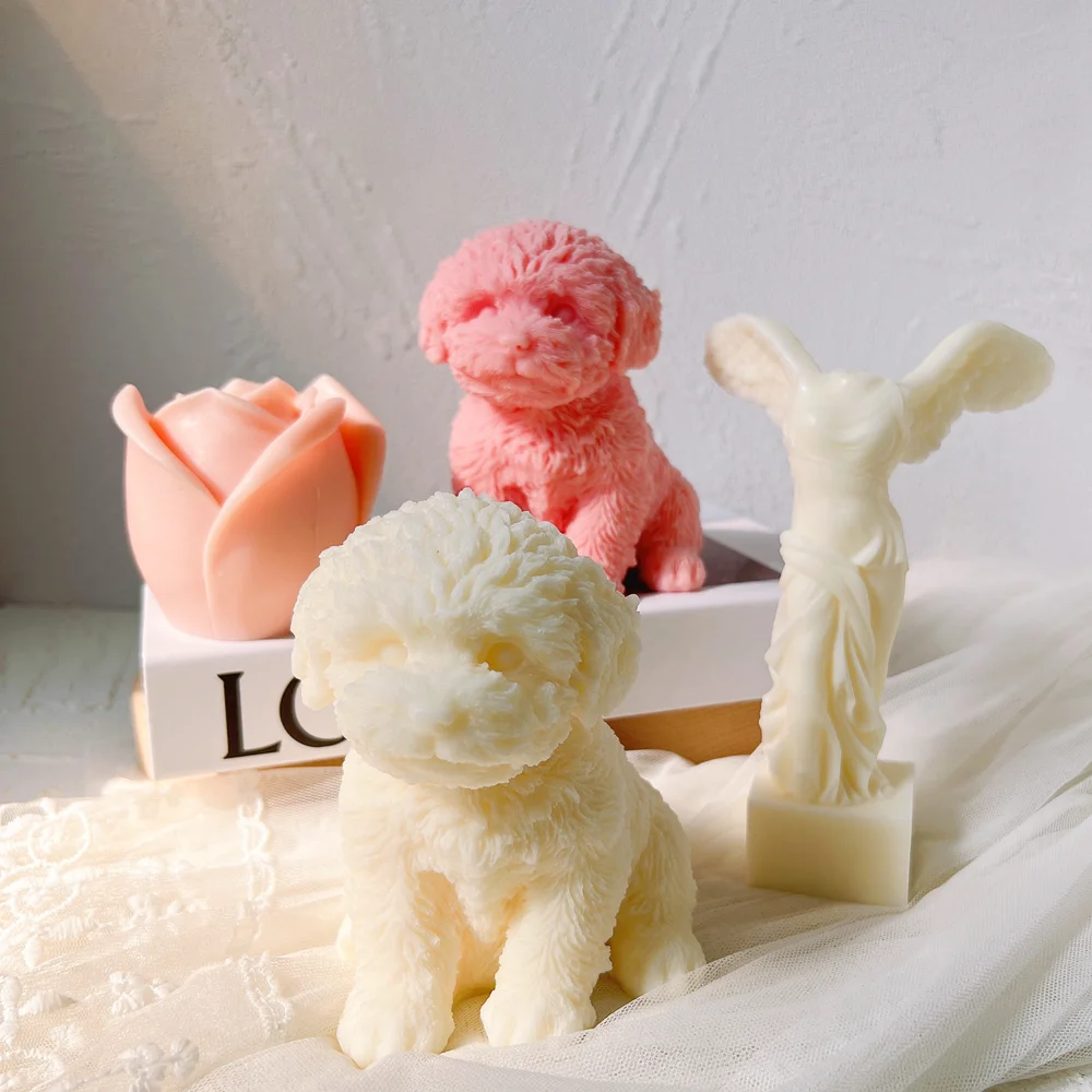 Cute Dog Candle Mold Animal Teddy Puppies Soy Wax Silicone Mould Puppy Dog Lover Home Decor silicone mold,silicone candle mold,aromatherapy candle mold,silicone candle molds,candle mold