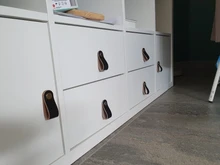 Wardrobe Soft Leather Dresser Handles Drawer Pulls Equipment Cabinet Kitchen Black Modern