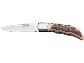 

Joker NC09 Pointer knife with finger grip lock virola cache in deer antler and 7,5 cm blade.