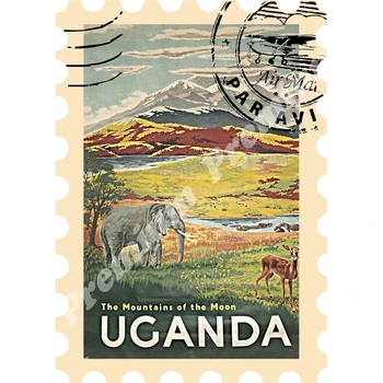 

Uganda Africa souvenir magnet vintage tourist poster