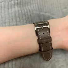 Correa de cuero de alta calidad para iWatch 40mm 44mm, correa de una sola vuelta para Apple watch 42mm 38mm Series 1 2 3 4 5 6 se