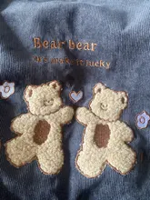 Bolso de hombro de PANA con bordado de ositos de la suerte para mujer, bolsa de lona a rayas, de tela ecológica, bolsas de compras bonitas y suaves