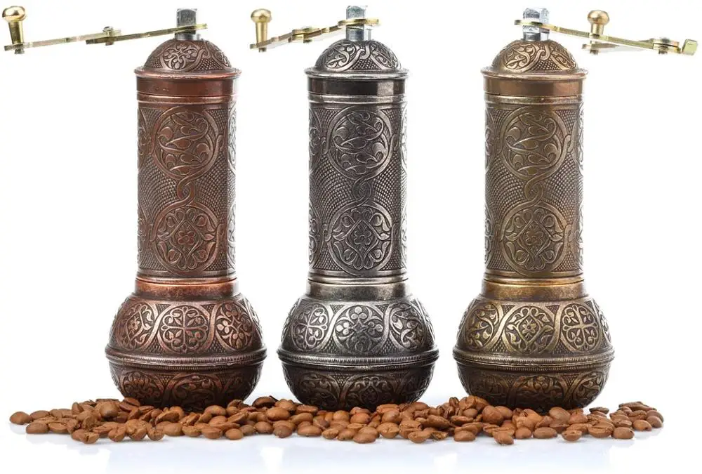 Crystalia Coffee Grinder, Refillable Turkish Style Mill with Adjustable  Grinder, Manual Coffee Mill with Handle, Antique Grinder Metal with Hand  Crank, Adjustable Coarseness (Antique Copper) 