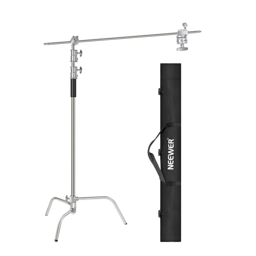 Load Capacity 44Lbs/20KG Max 5-11 feet/1.5-3.3m Adjustable Heavy Duty C Stand for Monolights Neewer Stainless Steel C Light Stand with Detachable Base Video Lights and Other Photographic Equipment 