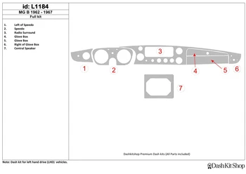 

Interior trim for MG (1962-1967. Set L1184.