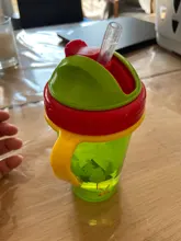 Bonita taza de alimentación de bebé de 400ML con pajita, botella de alimentación portátil sin BPA, a prueba de fugas con asa, para entrenar a niños, Sippy Copos