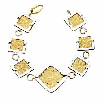 

18k gold bracelet bicolor laser pictures 19,5cm. 22,35gr. [AB3421]