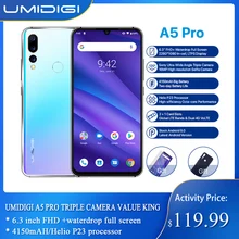 UMIDIGI A5 PRO, Android 9,0, 4 Гб+ 32 ГБ, глобальная полоса, 16 МП, тройная камера, Восьмиядерный, 6,3 ', FHD+ экран капли воды, 4150 мАч, мобильный телефон