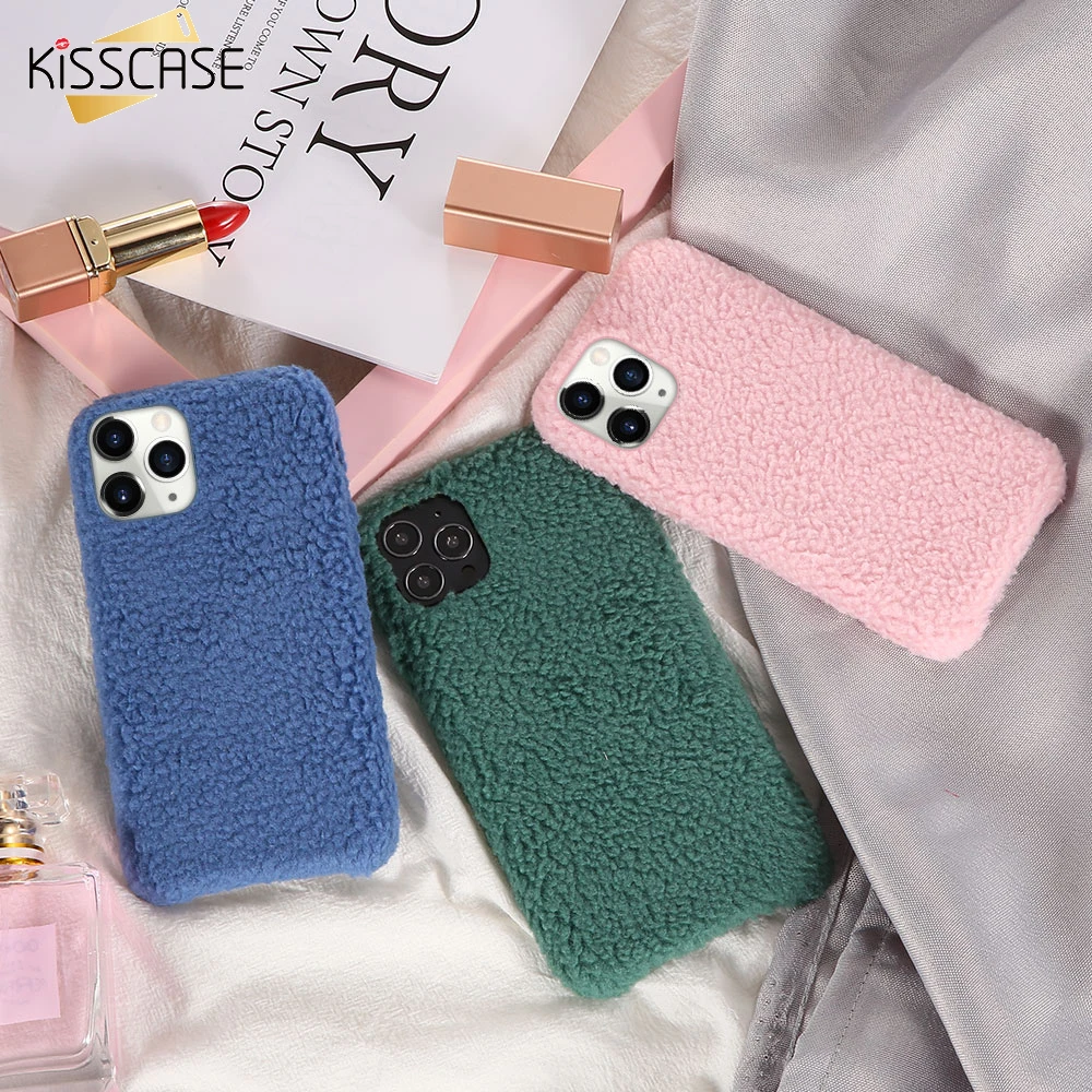 Мягкий меховой чехол KISSCASE для iPhone 11PRO MAX оригинальные однотонные чехлы 11 7 8 6 6s 7Plus
