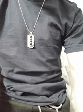 Dongsheng de plata de moda de acero inoxidable de Color hojas de afeitar collares pendientes hombres joyería de acero afeitadora de hombre forma collar-30