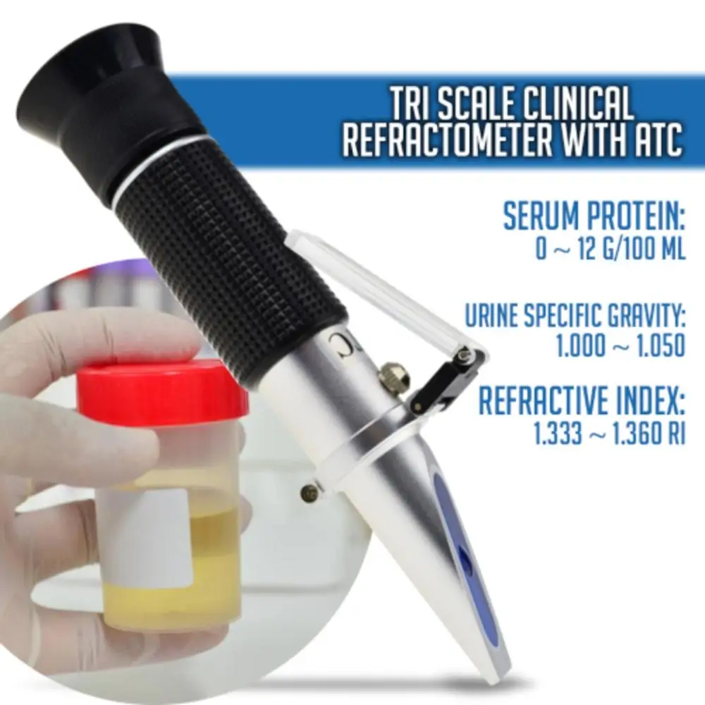 Handheld Clinical Refractometer W/ Atc, Tri Scale Blood Serum Protein