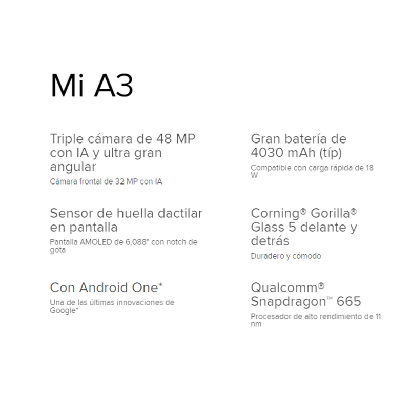  Smartphone Xiaomi Mi A3 (4GB RAM 64GB ROM andriod one telefono movil libre nuevo barato batería 403