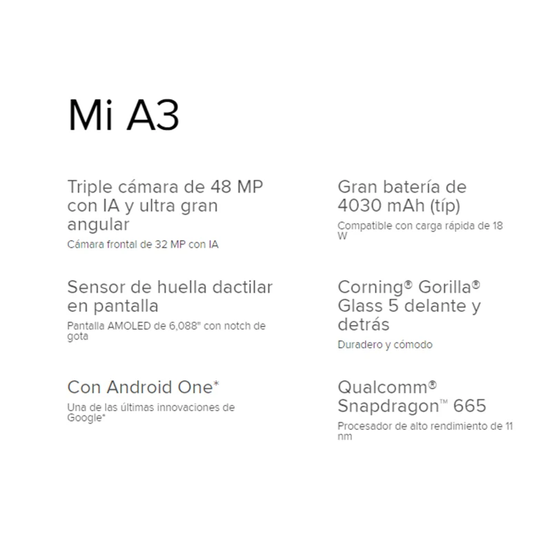  Xiaomi Mi A3 Smartphone(4GB RAM 64GB ROM Free mobile phone new cheap battery 4030mAh andriod one) [