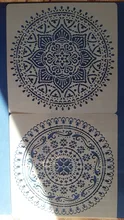 Plantilla para pintura libro de recortes colorear plantilla decorativa para álbum en relieve, Mandala redondo, geometría, manualidades, 15x15cm, paquete de 9 unidades