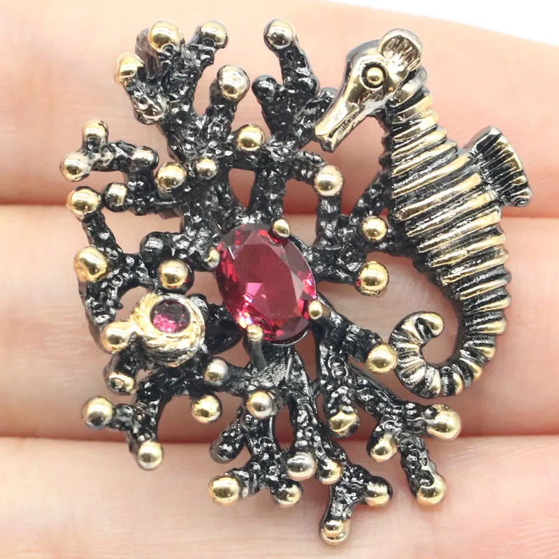 

Buy 3 get 1 free 37x33mm Neo-Gothic Animal 11g Rhodolite Garnet Paris Blue Topaz For Women Black Gold Silver Pendant Eye Catch