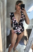 Bañador Sexy de una pieza para mujer, traje de baño de realce, Monokini con volantes, ajustable al hombro, 2021