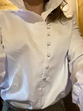 Turtleneck Blouse Puff-Sleeve White Shirt Ladies Top OOTN Office Elegant Casual Solid