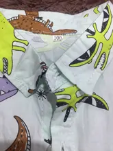 Imcute-ropa de verano para niños, vestido de mangas cortas para niños, camisa con estampado de dinosaurio de dibujos animados, cuello de solapa, Tops de bebé